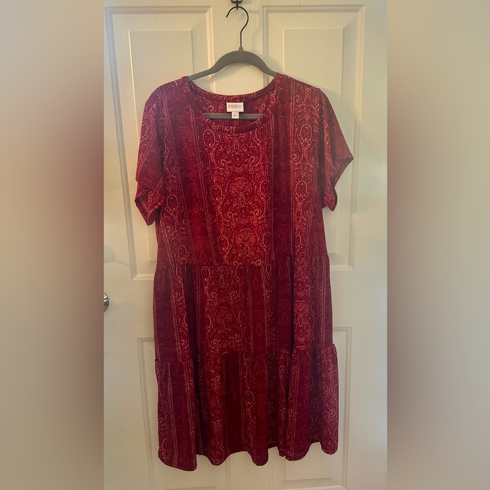 LuLaRoe Red Paisley Tiered Dress